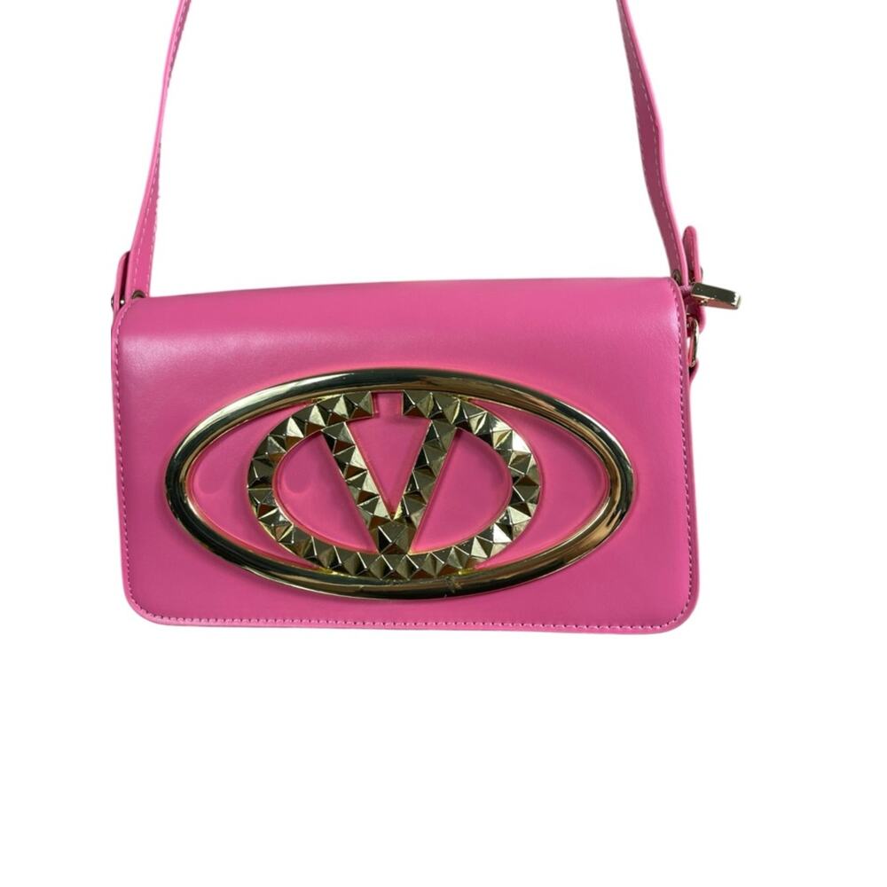 Designer Pink V Logo Shoulder Crossbody Bag - Picture 12 of 15